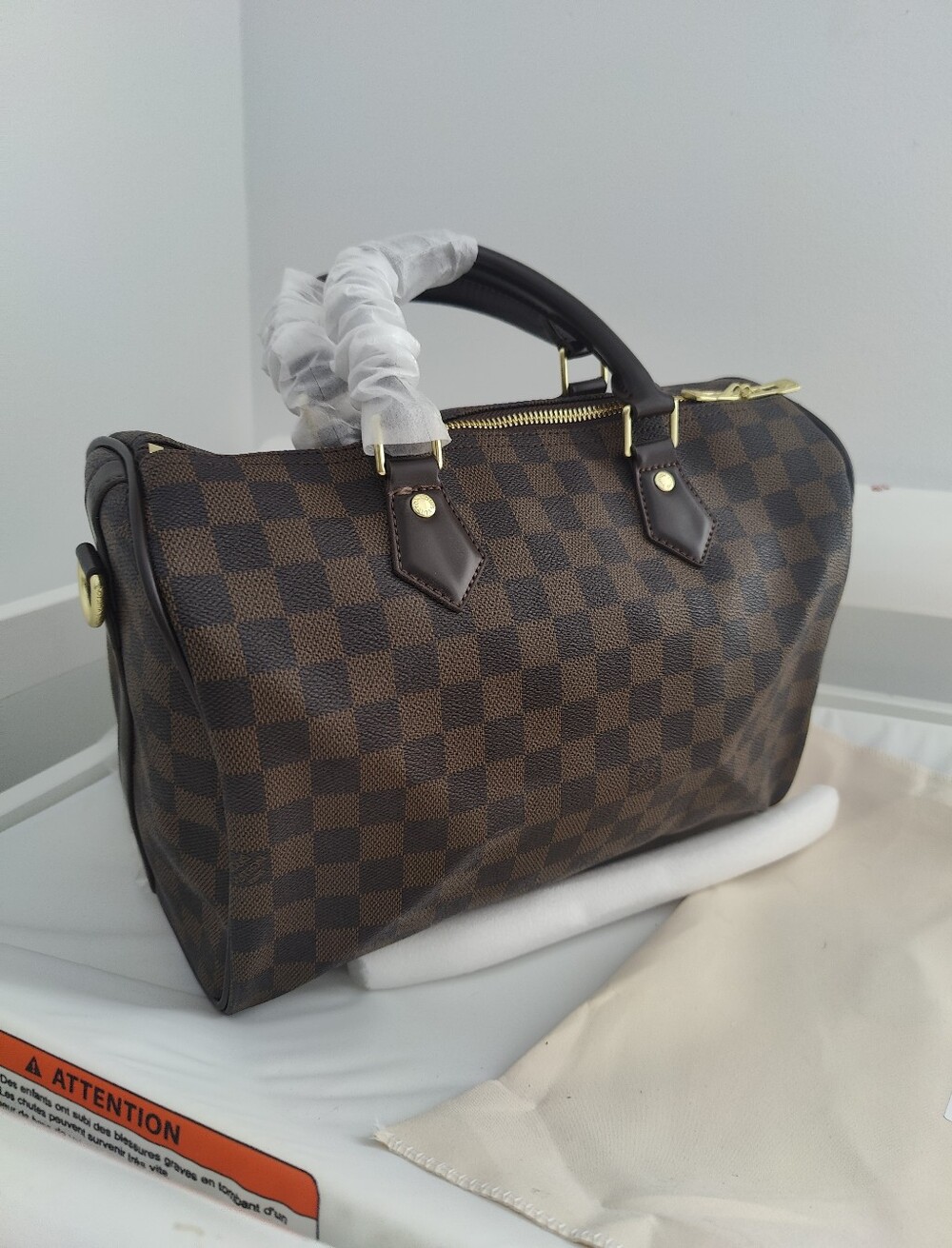 Source Unknown Cheakered Brown Handbag